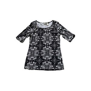 Kim Rogers Black White Patterned 3/4 Sleeve Dressy Blouse Women’s Large
